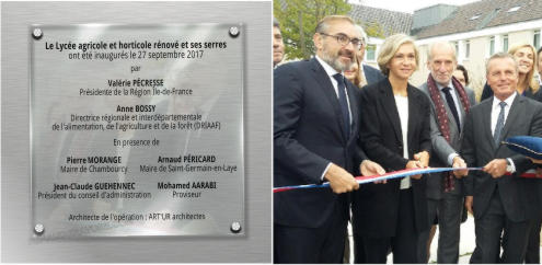 Plaque inauguration Valerie Pécresse