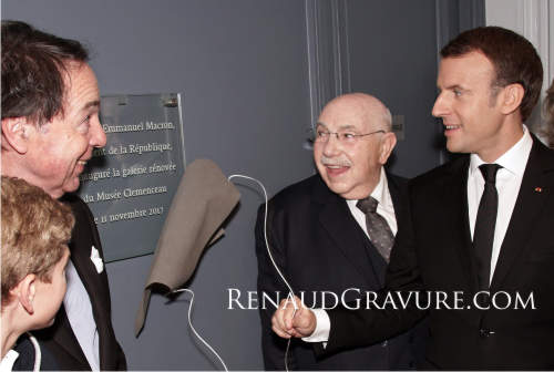 Musée Clemenceau Inauguration Mr Macron RENAUD-Gravure