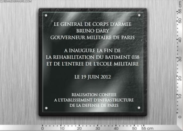 Plaque inauguration en ardoise naturelle 60x60cm et verre véritable 55x55cm