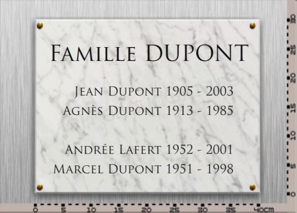 Plaque de sépulture à l'occasion du deuil.