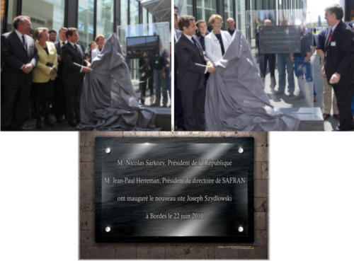 Plaque inauguration Sarkozi et Safran