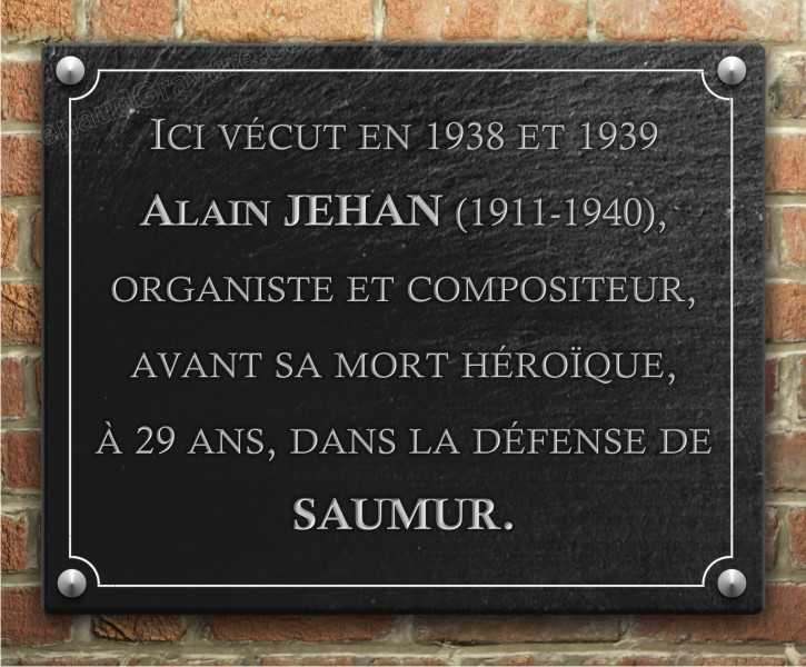 Plaque d'inauguration en ardoise cliv&eacute;e et grav&eacute;e