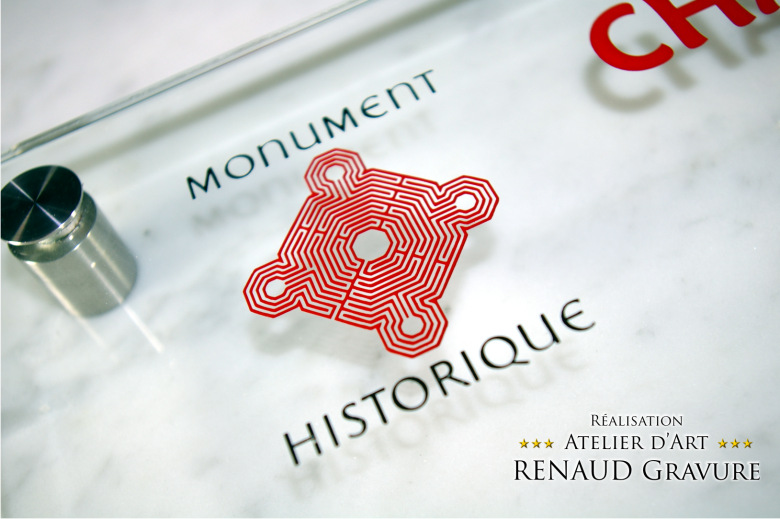 Plaque professionnelle en verre gravé pour les monuments historiques