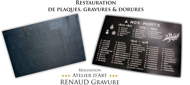 Plaque pour munuemt aux morts