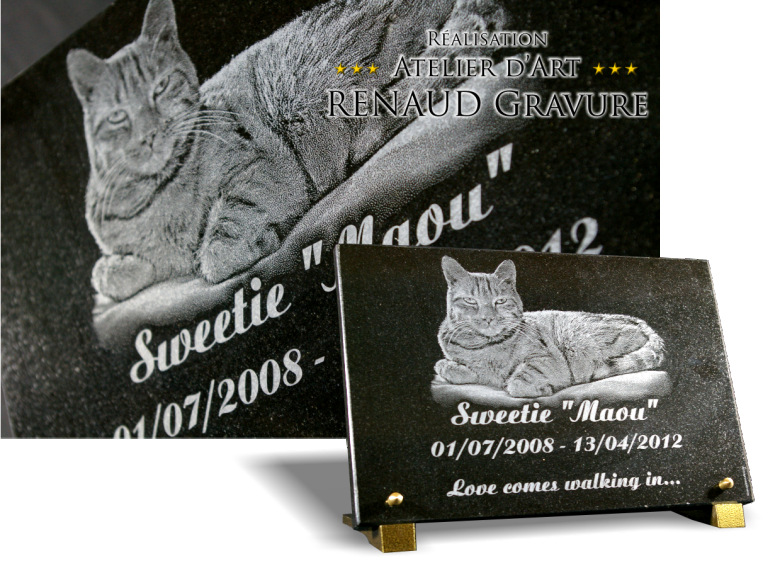 Plaque funéraire pour animaux, chien ou chat