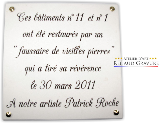 Plaque de commémoration en pierre naturelle