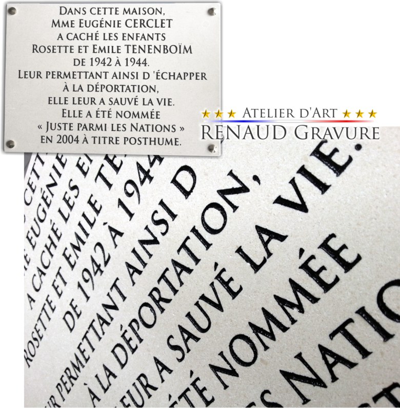 Plaque commémoration en pierre calcaire