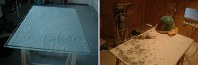 Tables en verre - sculpture sur verre - sculpture sur verre