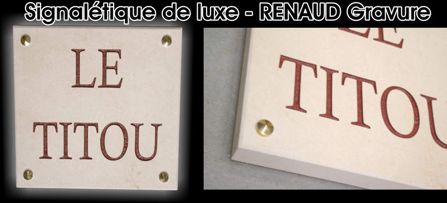 Plaque signal&eacute;tique en pierre de val de neau , pierre ing&eacute;live