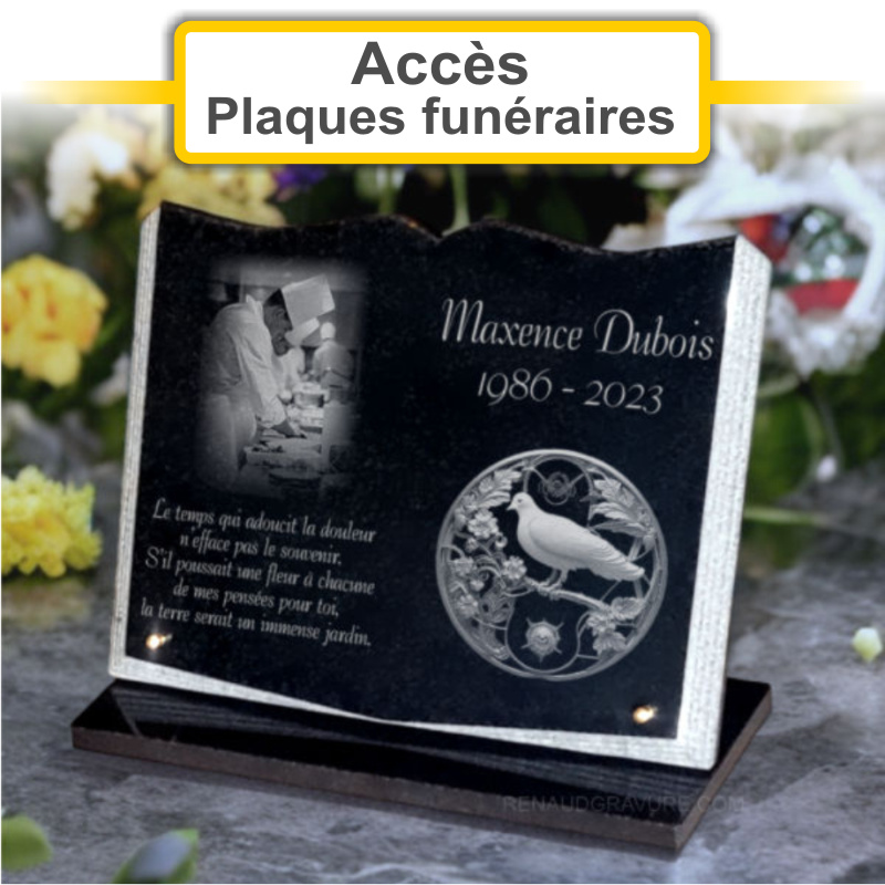 Plaques funéraires personnalisées Pompes Funèbres GERARD à 44430 Le Loroux-Bottereau