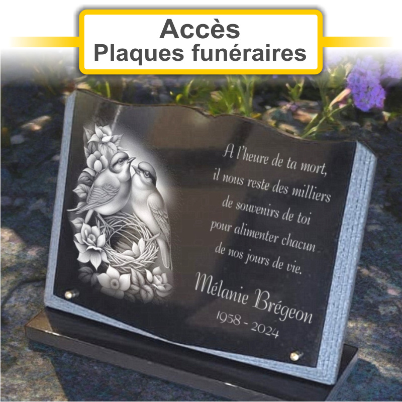 Plaques funéraires personnalisées Pompes Funèbres PEYRY à 63100 CLERMONT-FERRAND