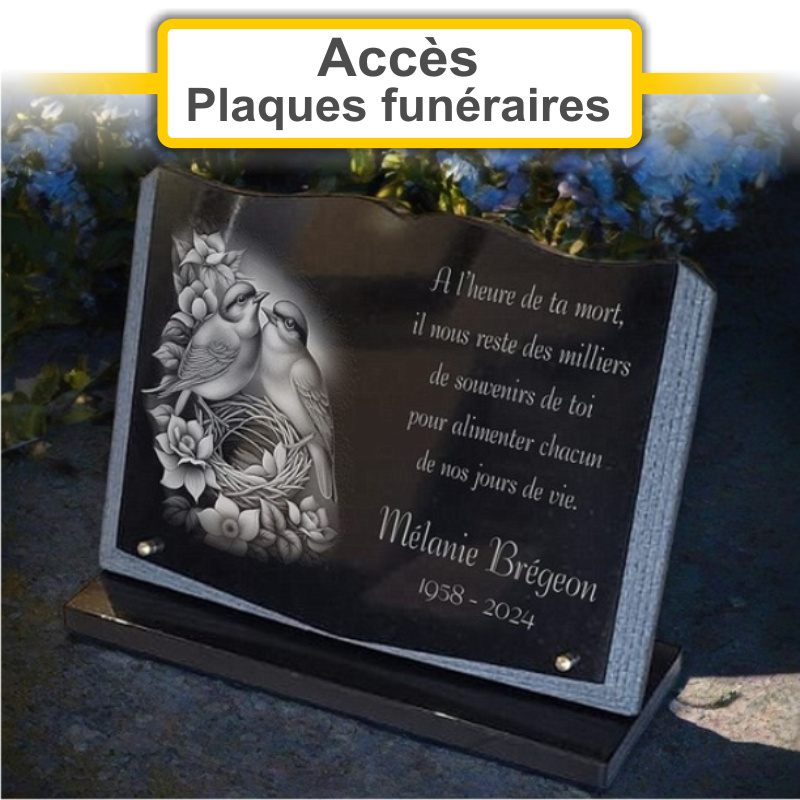 Plaques funéraires personnalisées Pompes funèbres D une Rive à L autre à 66000 Perpignan